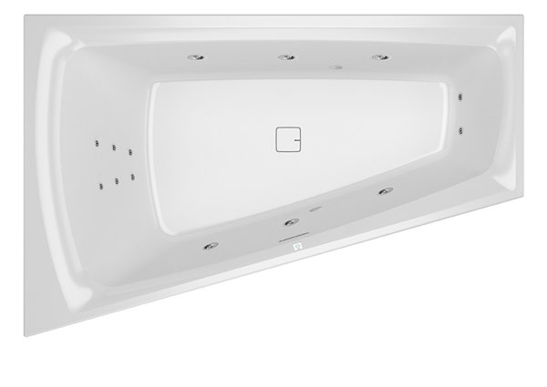 RIHO Still Smart corner bath, with flow system, built-in, 170x110x50cm, with drain/overflow set, 240 liters, 2-seater, white, B10