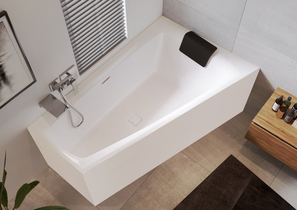 RIHO Still Smart corner bathtub, PlugPlay variant, 170x110x62cm, with drain/overflow set, 240 liters, 2-seater, white, B10