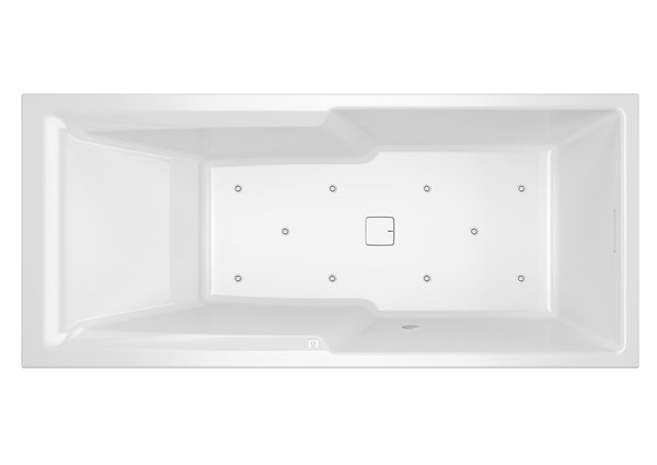 RIHO Still Shower rectangular bathtub, right version, with air system, built-in, with drain/overflow...