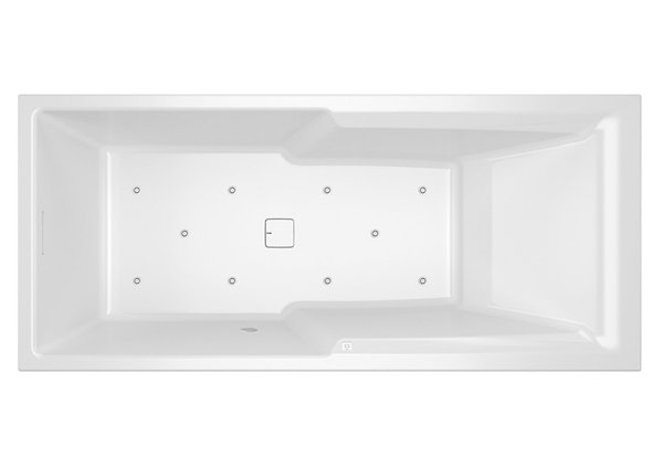 RIHO Still Shower rectangular bathtub, version left, with air system, built-in, with drain/overflow ...