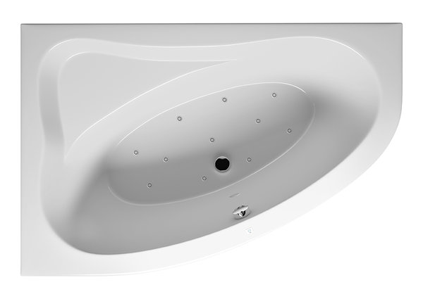 RIHO Lyra corner bath, version right, with air system, built-in, 2-seater, white, B0