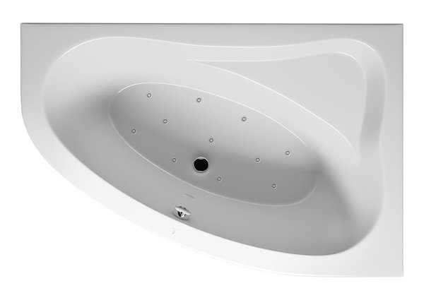 RIHO Lyra corner bath, version left, with air system, built-in, 2-seater, white, B0