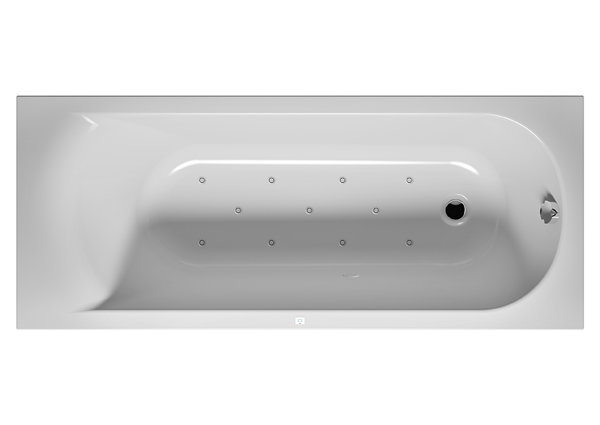 RIHO Miami rectangular bathtub, version right, with air system, built-in, 1-seater, white, B0