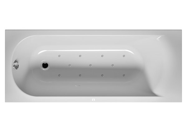 RIHO Miami rectangular bathtub, version left, with air system, built-in, 1-seater, white, B0