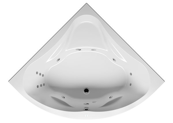 RIHO Neo corner bath, version right, with flow system, built-in, 2-seater, white, B07