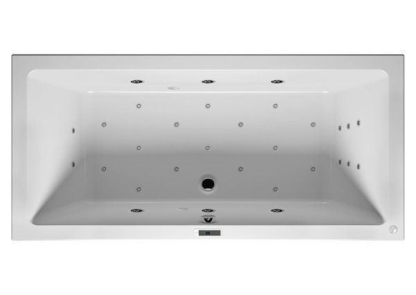 RIHO Lusso rectangular bathtub, version left, with Bliss system, built-in, 2-seater, white, B0