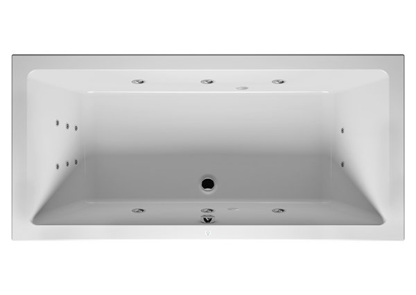 RIHO Lusso rectangular bathtub, version right, with flow system, built-in, 2-seater, white, B0