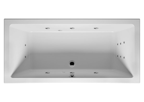 RIHO Lusso rectangular bathtub, version left, with flow system, built-in, 2-seater, white, B0