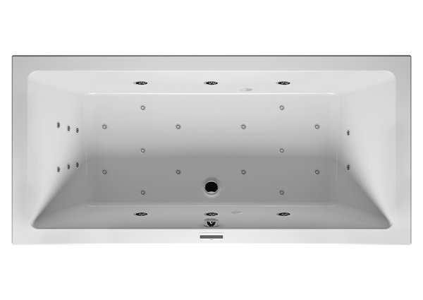 RIHO Lusso rectangular bathtub, version right, with Joy system, built-in, 2-seater, white, B0