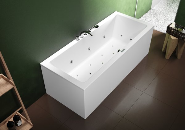 RIHO Lusso Easypool 3.1 rectangular bathtub, touch control, built-in, 2-seater, white, B03