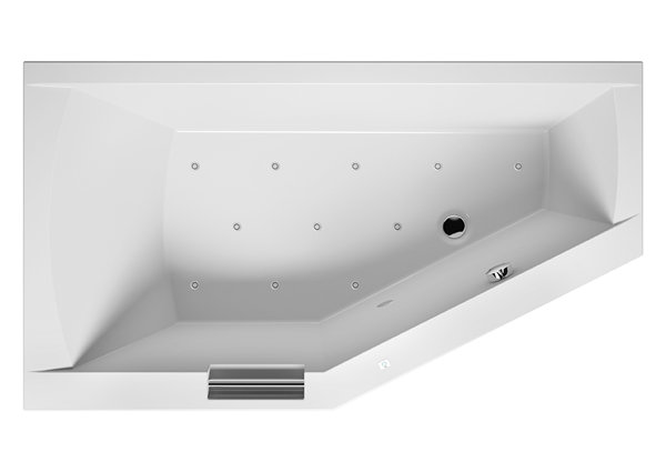 RIHO Geta bathtub, asymmetrical, version right, with air system, 1-seater, white, B02