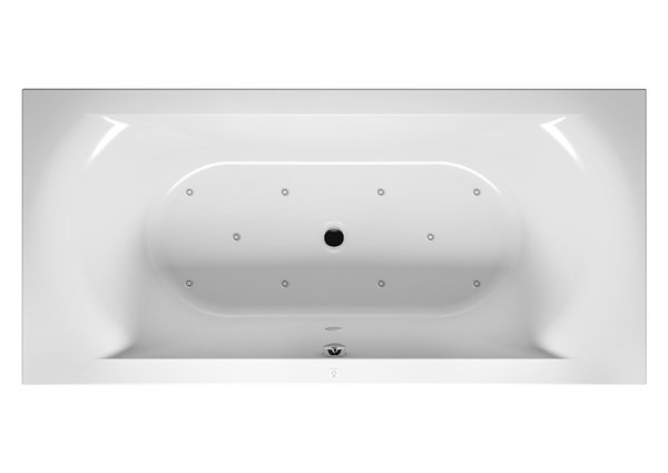 RIHO Lima rectangular bathtub, version right, with air system, built-in, 2-seater, white, B0