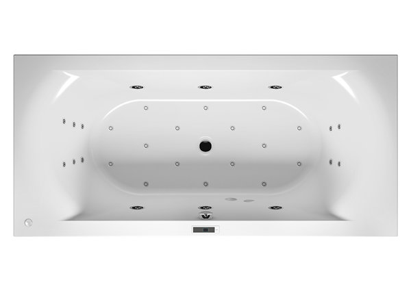 RIHO Lima rectangular bathtub, version right, with Bliss system, built-in, 2-seater, white, B0