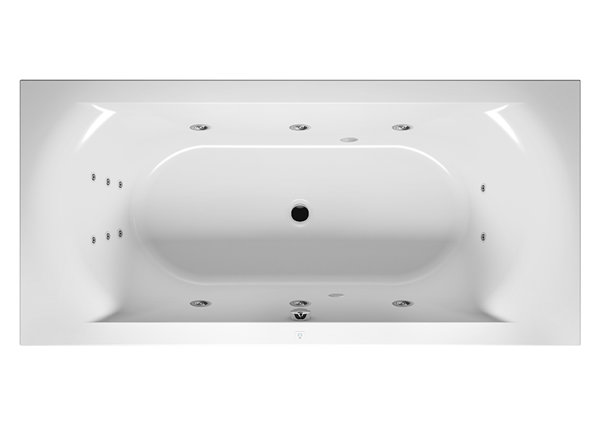 RIHO Lima rectangular bathtub, version right, with flow system, built-in, 2-seater, white, B0