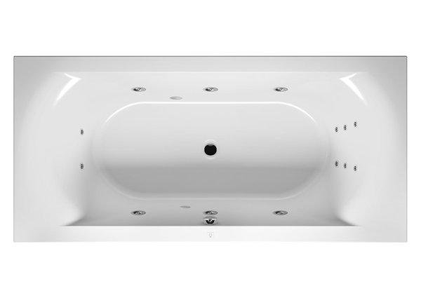 RIHO Lima rectangular bathtub, version left, with flow system, built-in, 2-seater, white, B05