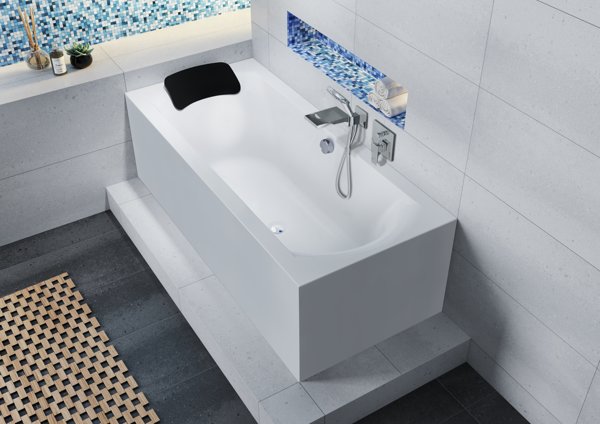 RIHO Linares rectangular bathtub, version right, PlugPlay variant, 2-seater, white, B14