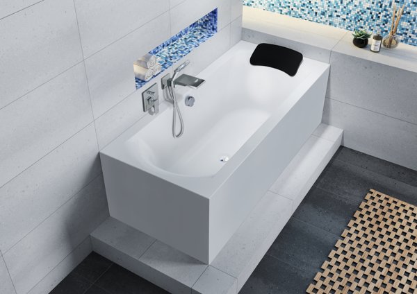 RIHO Linares rectangular bathtub, version left, PlugPlay variant, 2-seater, white, B14