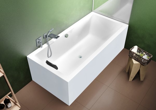 RIHO Lugo rectangular bathtub, version right, PlugPlay variant, 2-seater, white, B13