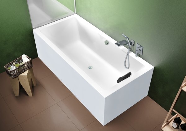 RIHO Lugo rectangular bathtub, version left, PlugPlay variant, 2-seater, white, B13