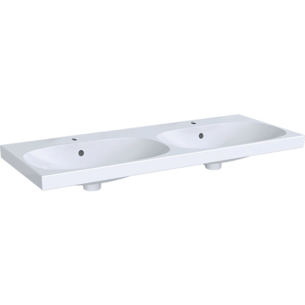 Geberit Acanto double wash basin 500627, 2 tap holes, with overflow, 1200x480mm