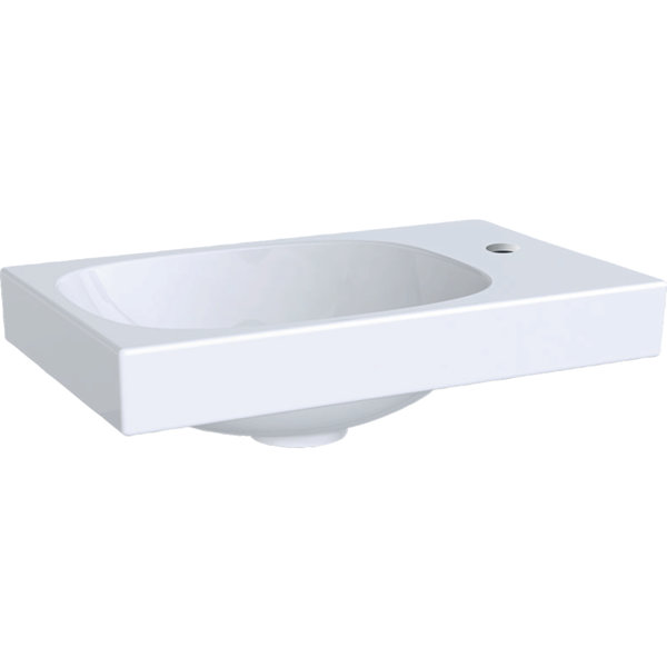Geberit Acanto Hand-rinse basin asymmetrical 500635, with tap hole right, without overflow, 400x250mm