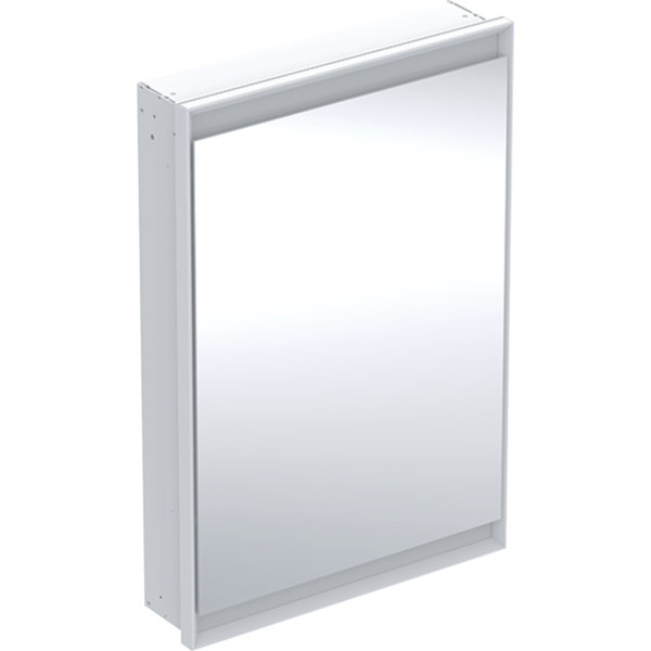 Geberit ONE mirror cabinet with ComfortLight, 1 door, concealed mounting, white/aluminum, 60x90cm, 5...