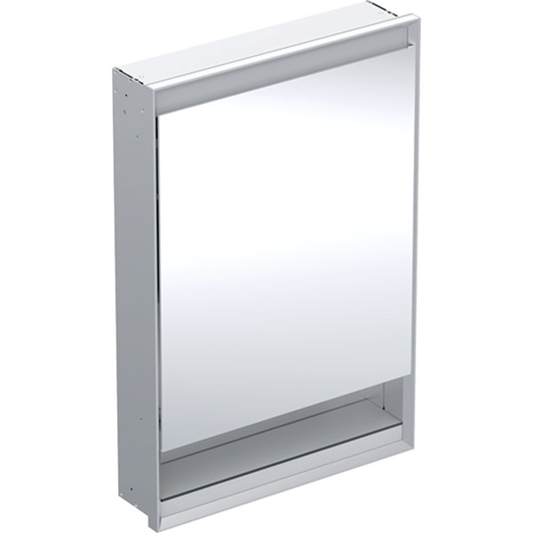 Geberit ONE mirror cabinet with ComfortLight, 1 door, with niche, concealed, anodized aluminum, 60x9...