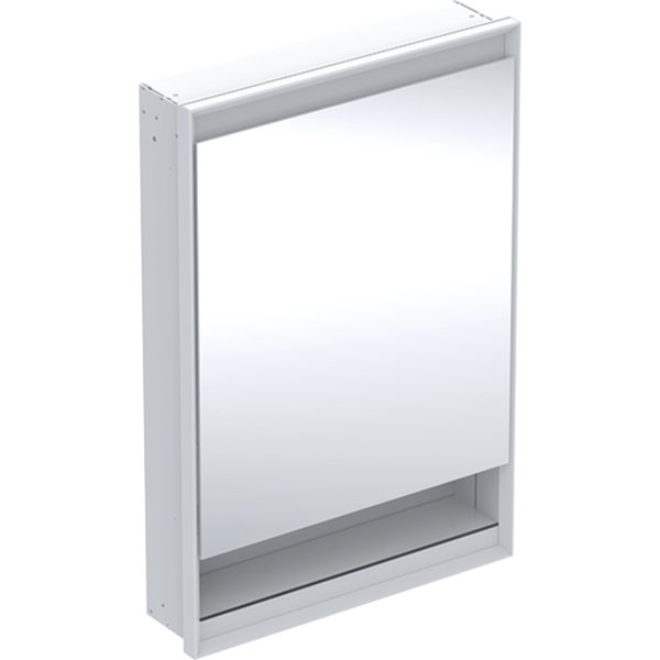 Geberit ONE mirror cabinet with ComfortLight, 1 door, with niche, concealed, white/aluminum, 60x90cm...