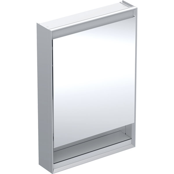 Geberit ONE mirror cabinet with ComfortLight, 1 door, with niche, surface mounting, anodized aluminum, 60x90cm, 505.83