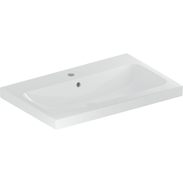 Geberit iCon Light washbasin, 75 cm x 48 cm, with tap hole, with overflow,501835