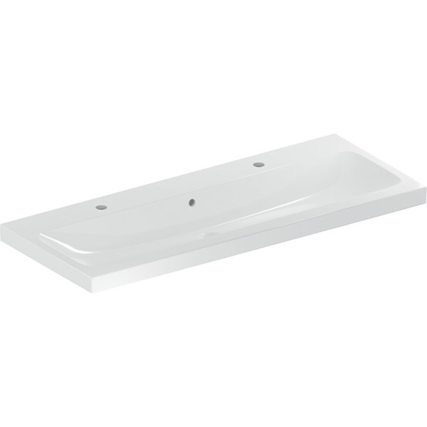 Geberit iCon Light washbasin, 120 cm x 48 cm, with 2 tap holes, with overflow,501837