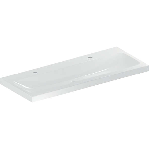 Geberit iCon Light washbasin, 120 cm x 48 cm, with 2 tap holes, without overflow,501837