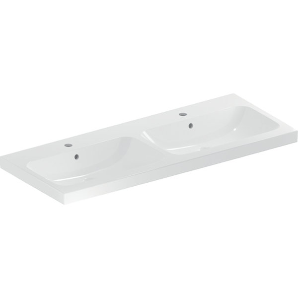 Geberit iCon Light double washbasin, 120 cm x 48 cm, with 2 tap holes, with overflow,501838