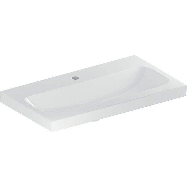 Geberit iCon Light washbasin with shortened projection, 75 cm x 42 cm, with tap hole, without overflow,501842