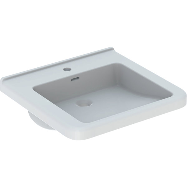 Geberit Renova Nr. 1 Comfort washbasin, accessible by wheelchair, 550x525 mm, with tap hole, with overflow, white, 128555