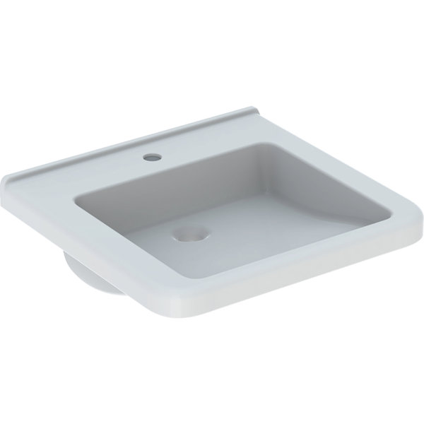 Geberit Renova Nr. 1 Comfort washbasin, accessible by wheelchair, 550x525 mm, with tap hole, without overflow, white, 128557