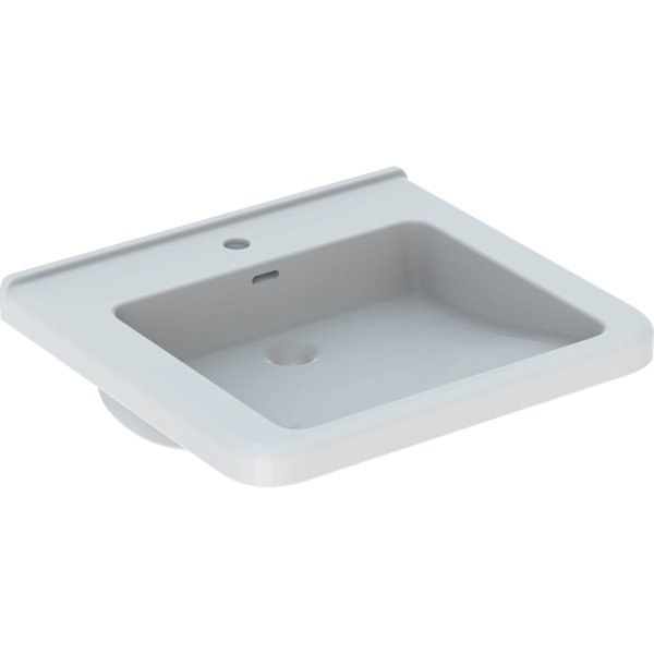 Geberit Renova Nr. 1 Comfort, washbasin, accessible by wheelchair,600x550 mm, with tap hole, with ov...