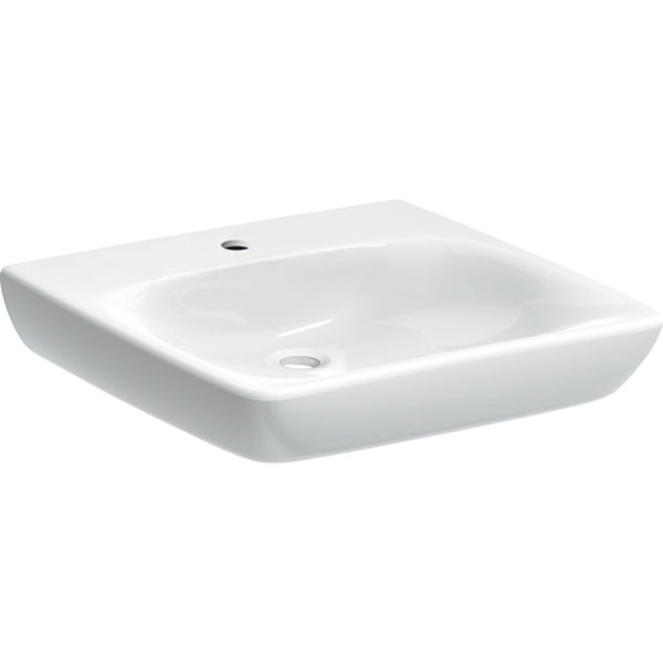 Geberit Renova Nr. 1 Comfort washbasin, accessible by wheelchair, 550x550mm, with tap hole, without overflow, white, 258557