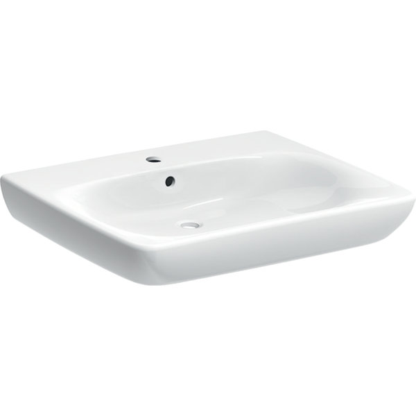 Geberit Renova Nr. 1 Comfort, washbasin, accessible by wheelchair,650x550mm, with tap hole, with ove...