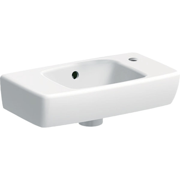 Geberit Renova Compact wash hand basin reduced projection, 450x250mm, with shelf left