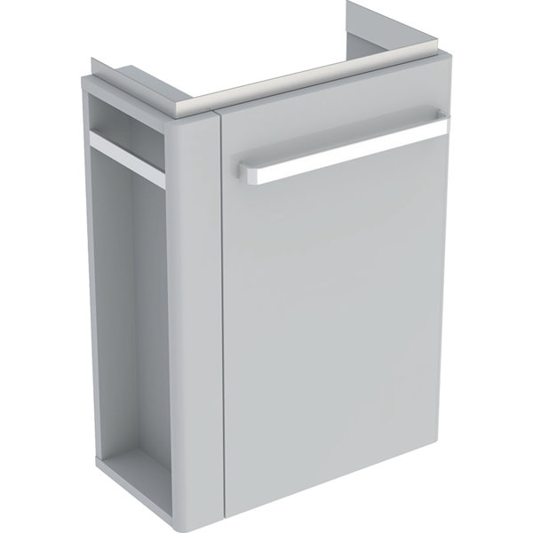 Geberit wash hand basin vanity unit Renova Nr. 1 Comprimo New, towel rail left, 448x604x222mm, light gray matt/light gray high gloss