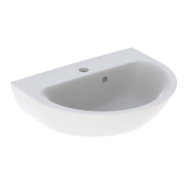 Geberit Renova hand wash basin, 1 tap hole, asymmetric overflow, width: 50cm