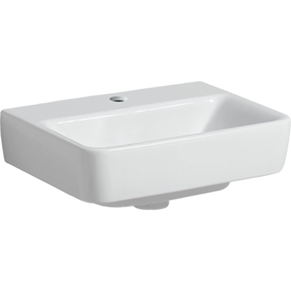 Geberit Renova Plan, handwash basin, 45x34 cm, 1 tap hole, without overflow, 501625