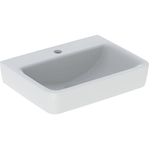 Geberit Renova Plan, handwash basin, 50x38 cm, 1 tap hole, without overflow, 501629