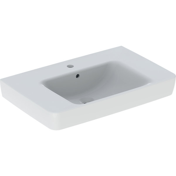 Geberit Renova Plan, washbasin with shelf, 75x48 cm, 1 tap hole, with overflow, 501694