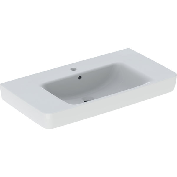 Geberit Renova Plan, washbasin with shelf, 90x48 cm, 1 tap hole, with overflow, 501702