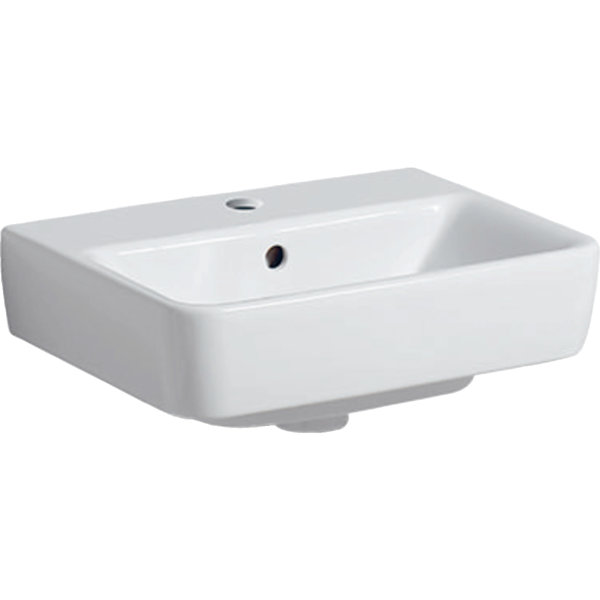 Geberit Renova Plan, countertop hand-rinse basin , 45x34 cm, 1 tap hole, with overflow, 501718