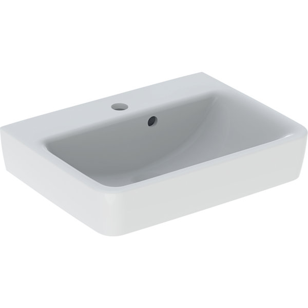 Geberit Renova Plan, countertop hand-rinse basin , 50x38 cm, 1 tap hole, with overflow, 501719