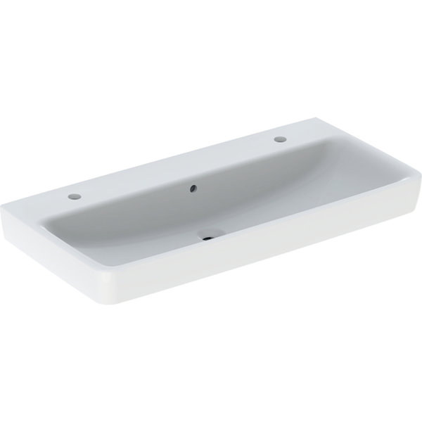 Geberit Renova Plan, washbasin , 100x48 cm, 2 tap holes, with overflow, 501883