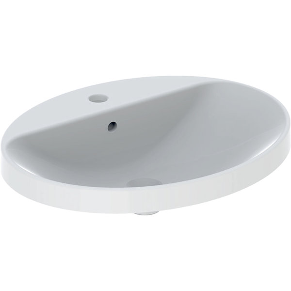 Geberit VariForm built-in washbasin oval, 600x480mm, with tap hole, with overflow